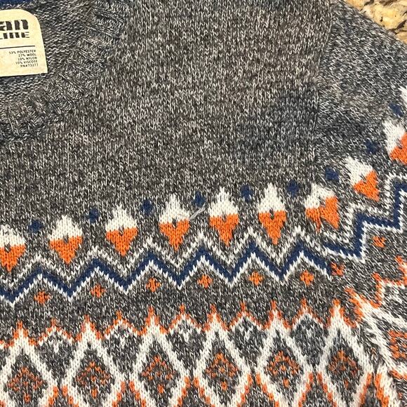 Urban Pipeline Mens Large Wool Blend Sweater Pull Over Gray Fair Isle Grandpa - Picture 1 of 5